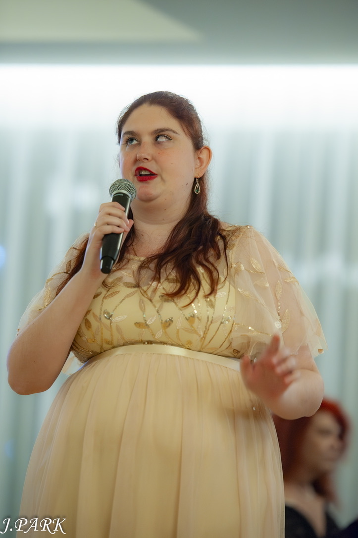 Blind soprano Kirsten Busby performing with Ebenezer Mission