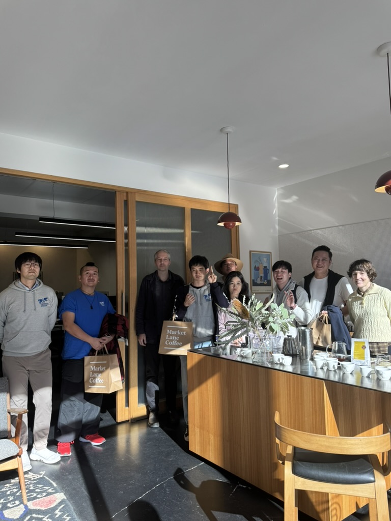 Ebenezer Mission team visiting Market Lane Coffee during a Melbourne coffee learning tour